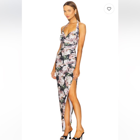 Norma Kamali Cayla Side Drape Gown in Peony XS - Picture 2 of 6